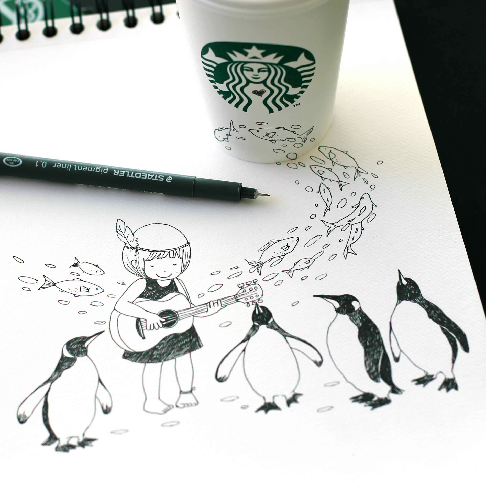 1900x1900 Tomoko Shintani's New Drawings On Starbucks Cups - Starbucks Drawing