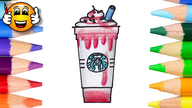800x450 How To Color And Draw A Starbucks Strawberry Cheesecake - Starbucks Frappuccino Drawing