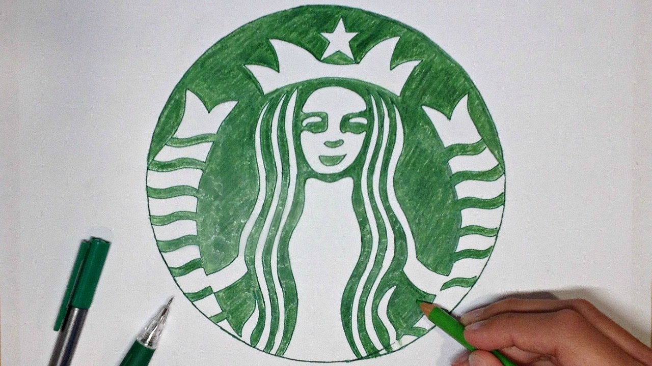 1280x720 How To Draw The Starbucks Logo Logo Drawing - Starbucks Girl Drawing