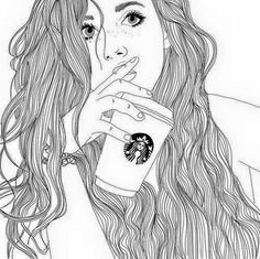 Starbucks Girl Drawing at PaintingValley.com | Explore collection of ...