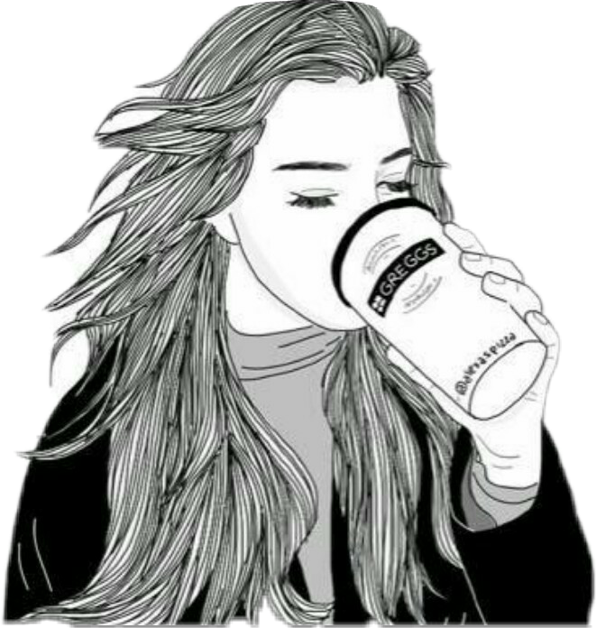 661x696 Girl Coffee Starbucks Drawing - Starbucks Girl Drawing