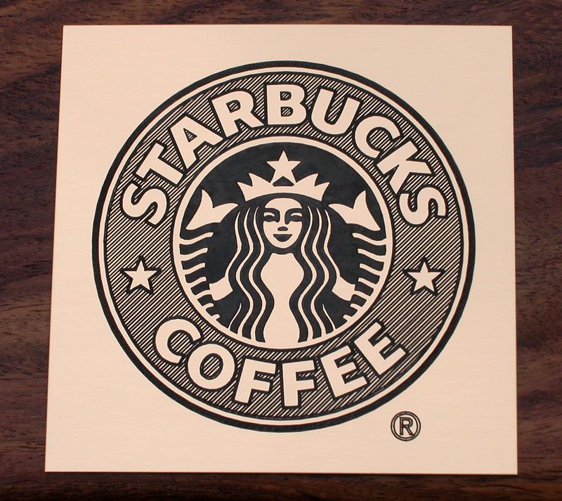 800x713 Fine Line Crosshatch Engraving - Starbucks Logo Drawing