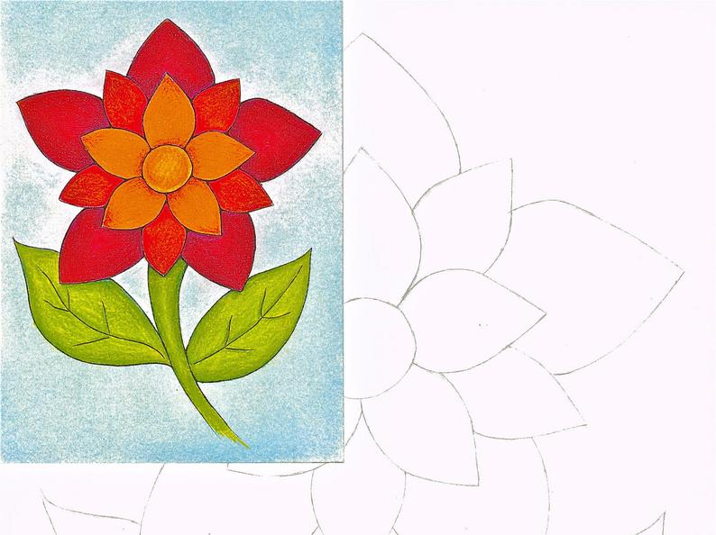 794x594 Picture Starburst Flower Diy Drawing Painting Kit Etsy - Starburst Drawing
