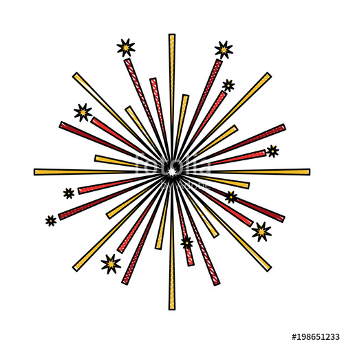 500x500 Fireworks Stars Starburst Effect Image Vector Illustration Drawing - Starburst Drawing
