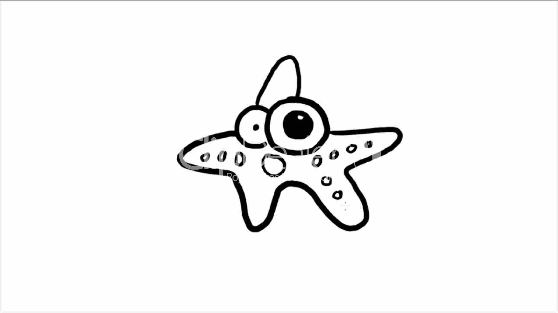 1920x1080 stick figure of starfish,hand drawing video material,sketch - Starfish Cartoon Drawing