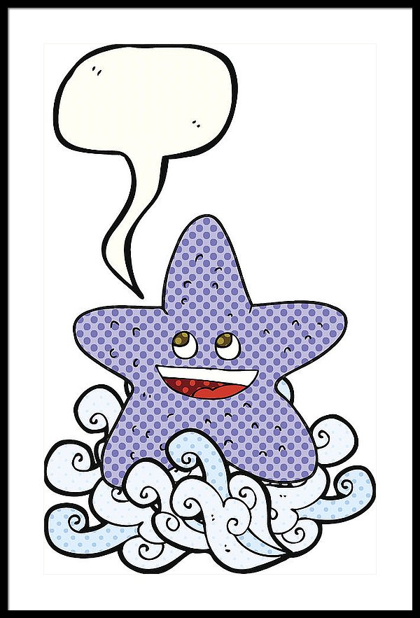 600x883 comic book speech bubble cartoon starfish framed print - Starfish Cartoon Drawing