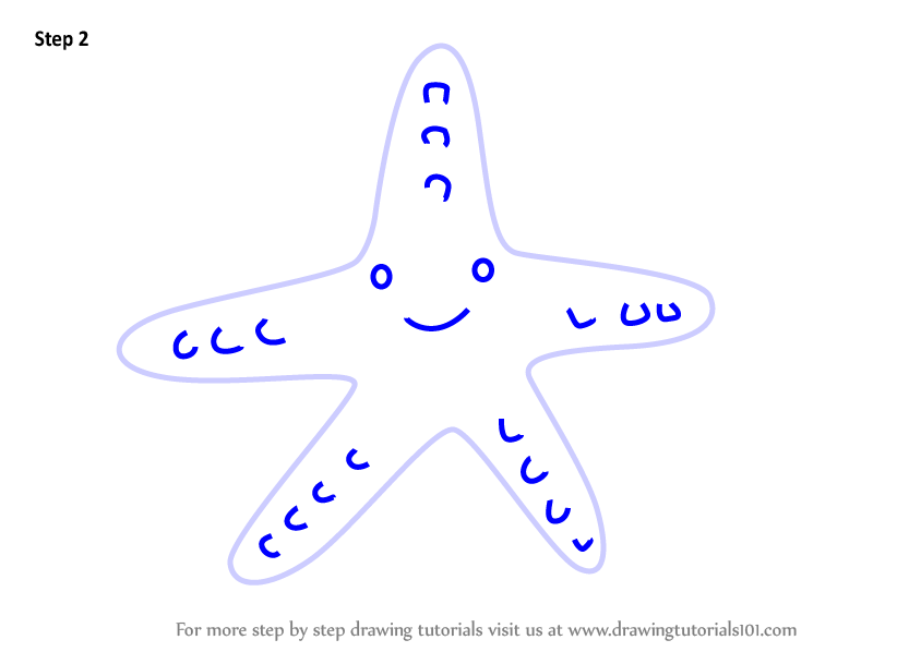 844x598 Learn How To Draw A Starfish For Kids - Starfish Drawing For Kids