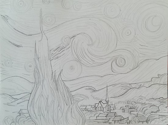 Starry Night Drawing At Paintingvalley Com Explore Collection Of