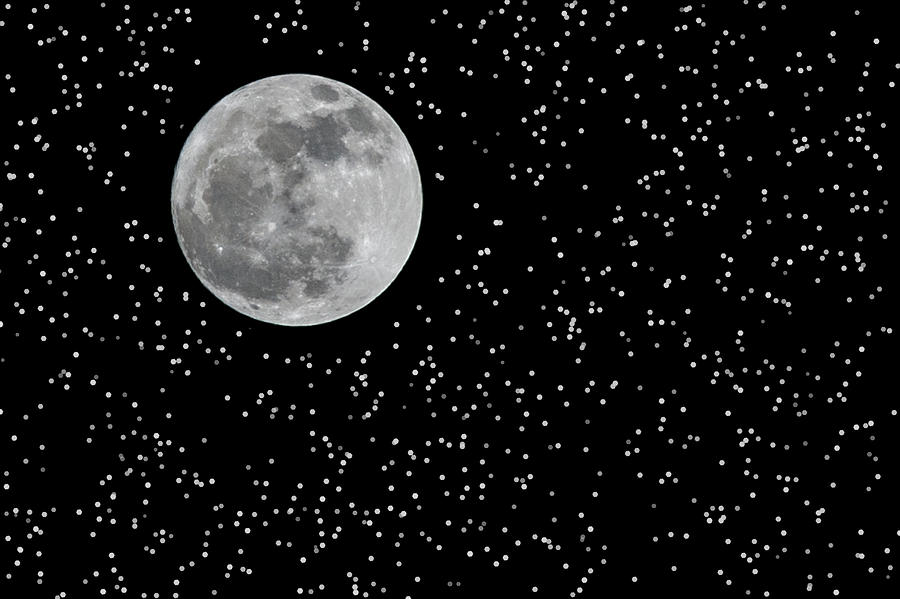 900x599 Full Moon And Stars Wallpaper - Stars And Moon Drawing