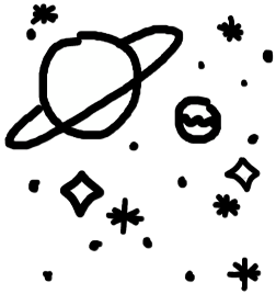 252x268 saturn stars moon planet doodle drawing cartoon blackan - Stars And Moon Drawing
