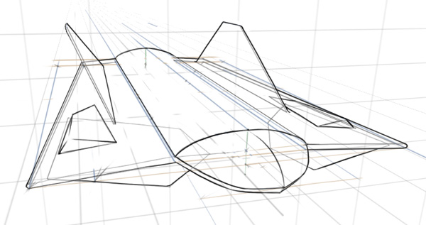 600x317 perspective basics a draw through technique, with a spaceship - Starship Drawing