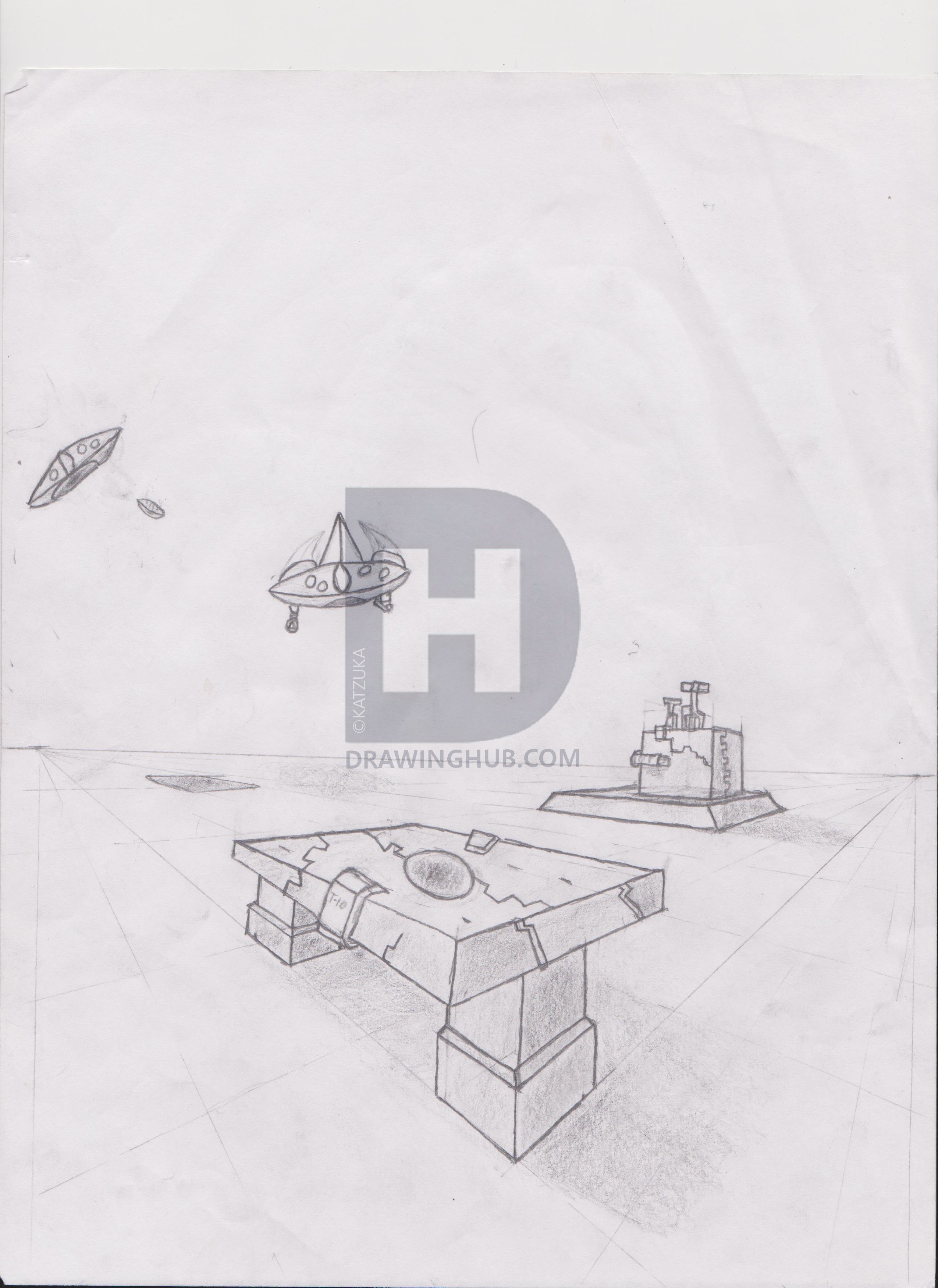 2550x3501 starship under attack drawing - Starship Drawing