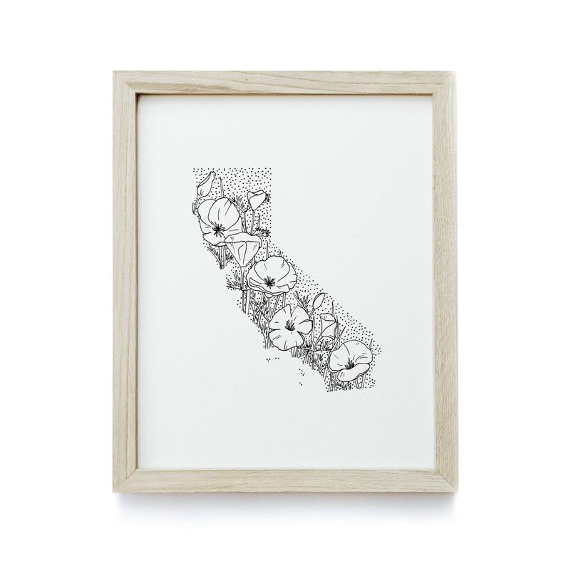 794x794 California Poppy State Flower Drawing Giclee Print Etsy - State Of California Drawing