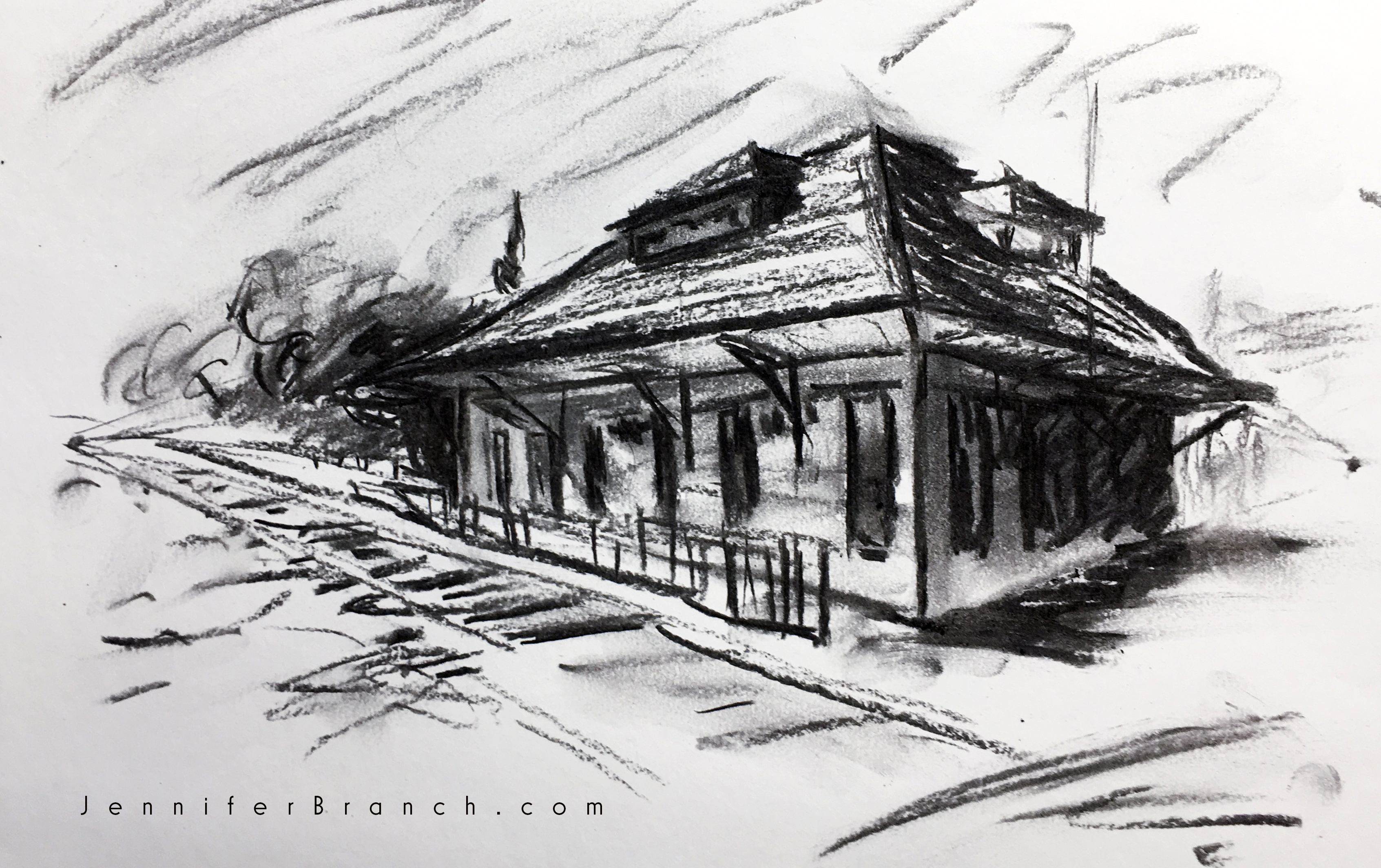 3386x2128 How To Draw Two Point Perspective Watercolor Painting Lesson - Station Drawing