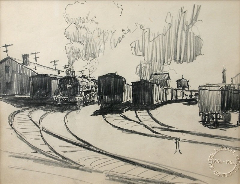 800x614 walton blodgett pencil drawing of train station - Station Drawing