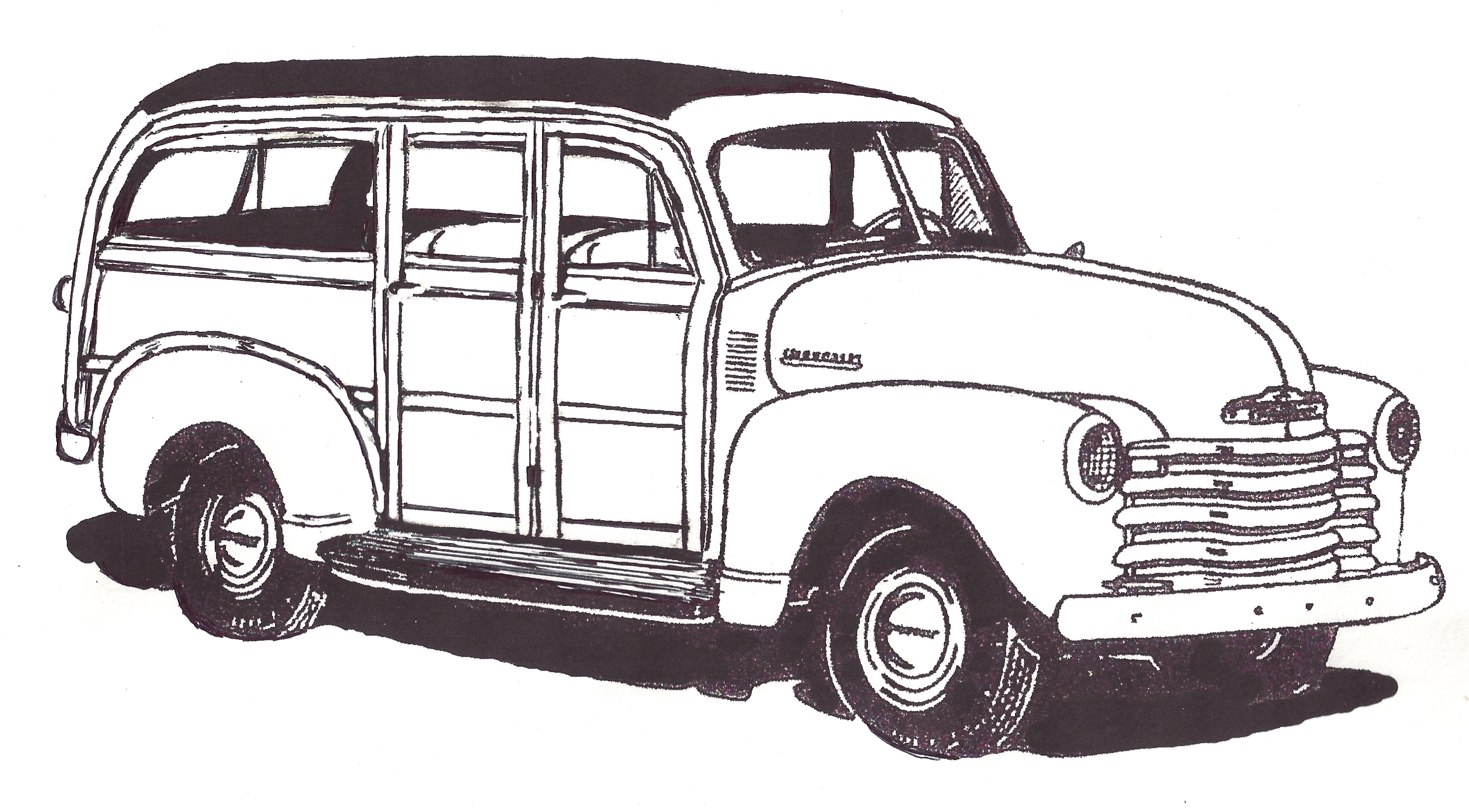 2970x1642 Chevy Truck Woodie Woody - Station Wagon Drawing