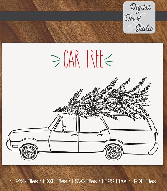 570x651 Station Wagon Christmas Tree Clip Art Old Car Hand Drawn Art - Station Wagon Drawing