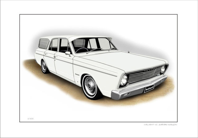 640x448 valiant vc safari station wagon limited edition car drawing print - Station Wagon Drawing