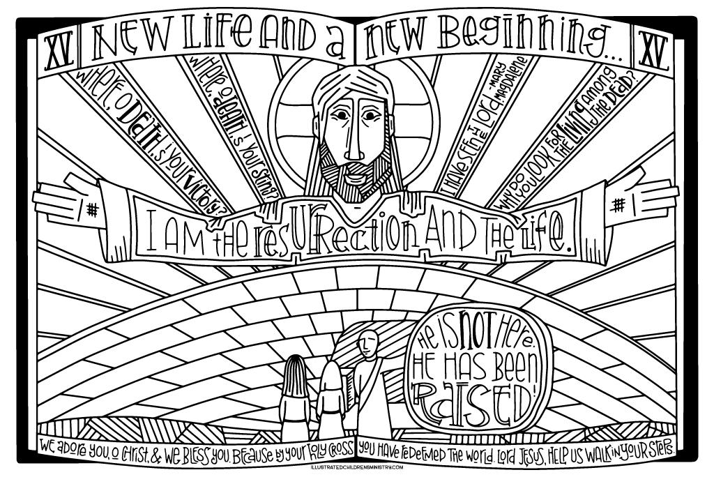 1024x684 Stations Of The Cross Coloring Posters Illustrated Children - Stations Of The Cross Drawings