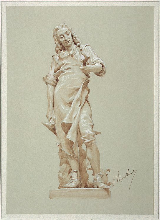 543x745 Drawing Of A Statue Of A Smith - Statue Drawing