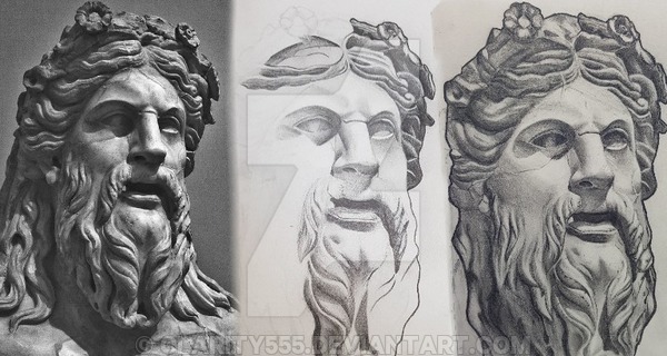 600x320 Greek Statue Drawing Process - Statue Drawing