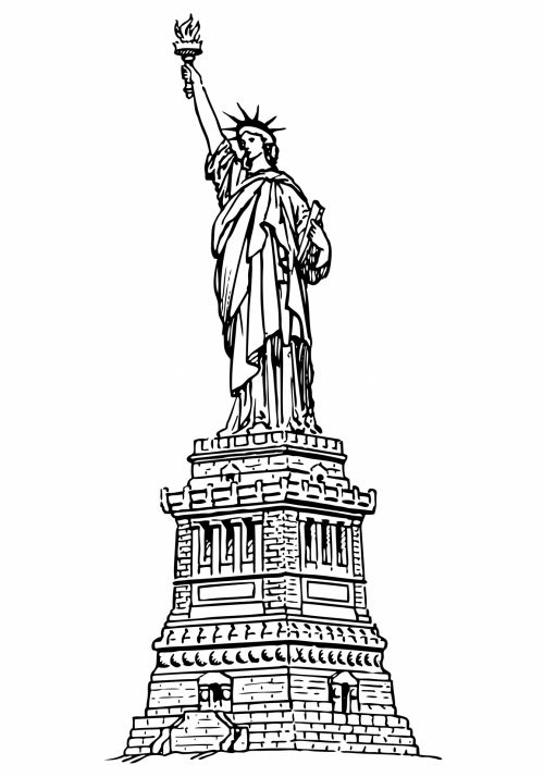 500x714 Free Photos The White Statue Search, Download - Statue Of Liberty Black And White Drawing