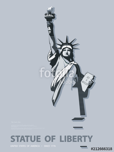 375x500 Statue Of Liberty Usa, Poster Creative Black And White Linear - Statue Of Liberty Black And White Drawing