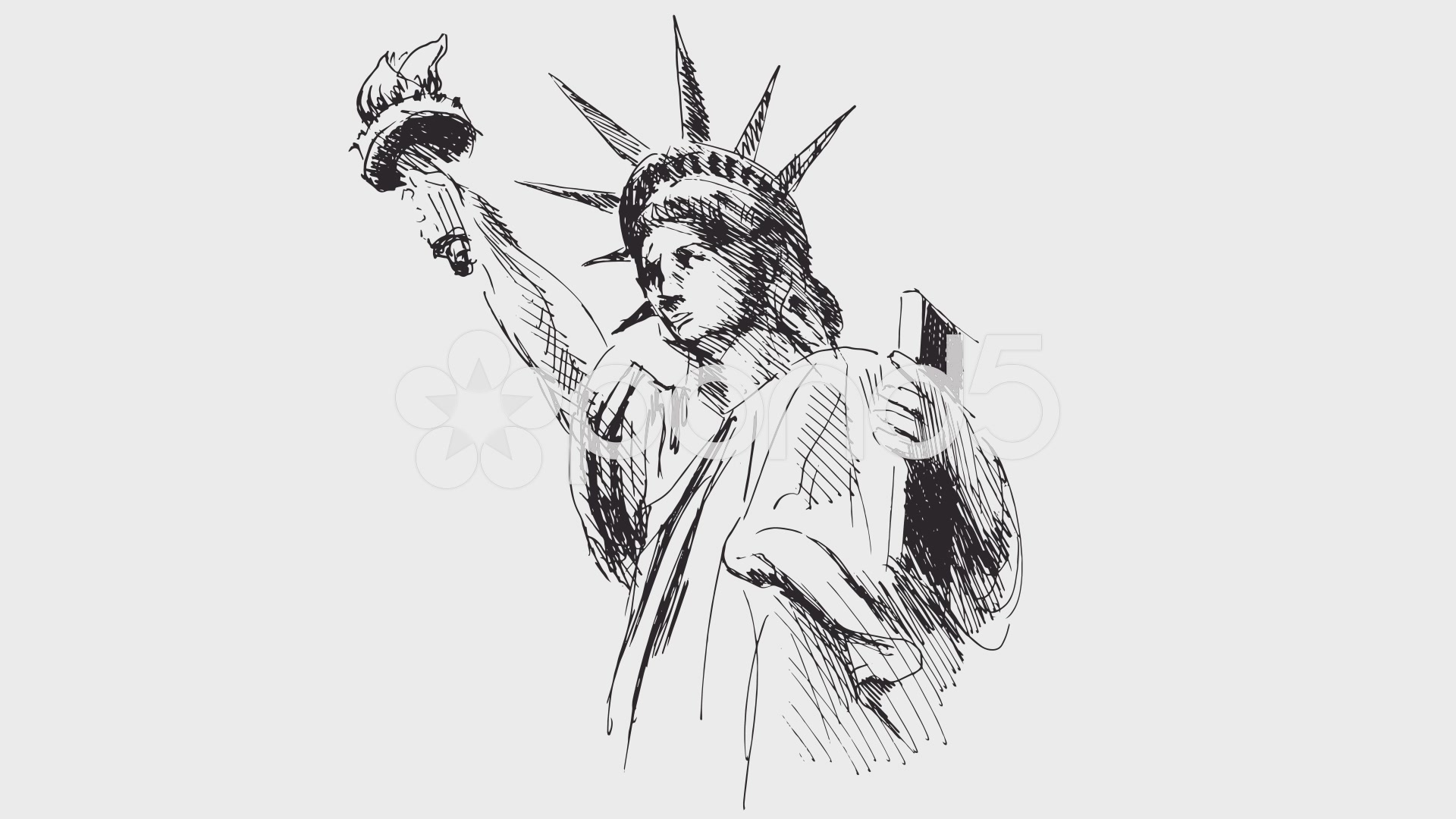 1920x1080 Animated Sketch Statue Of Liberty Stock Footage - Statue Of Liberty Black And White Drawing
