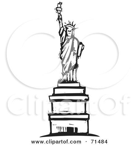 450x470 Statue Of Liberty Black And White Clipart - Statue Of Liberty Black And White Drawing