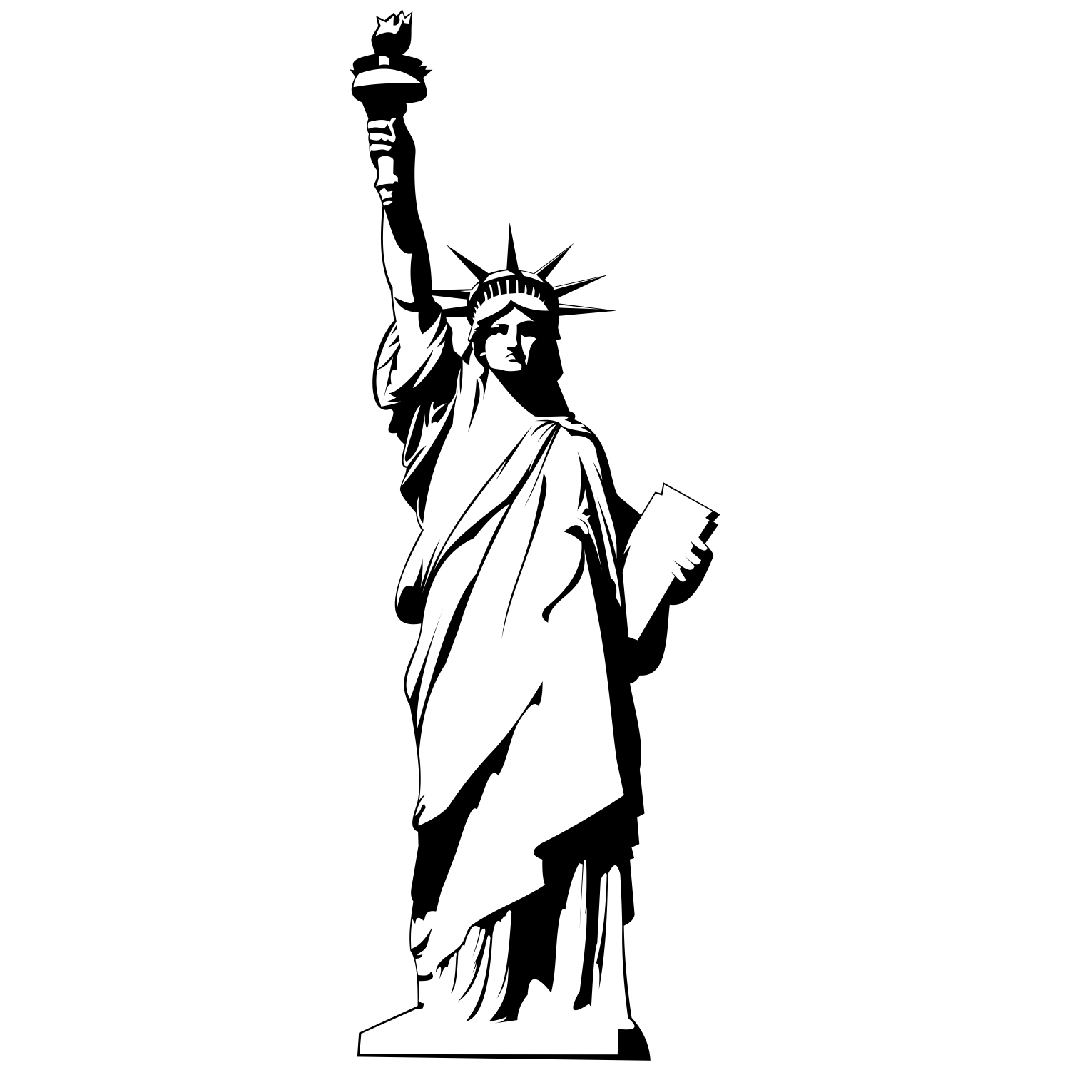 1500x1500 Statue Of Liberty In Black And White - Statue Of Liberty Black And White Drawing