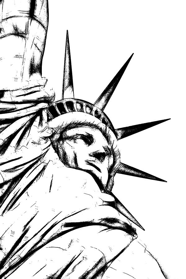600x900 Artistic Black And White Lady Liberty Photograph - Statue Of Liberty Black And White Drawing