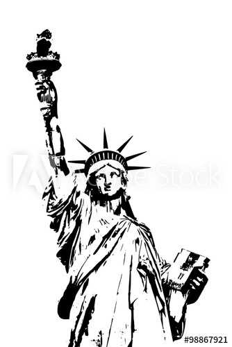 334x500 Black And White Vector Lady Liberty - Statue Of Liberty Black And White Drawing