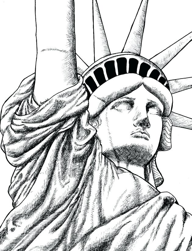 Statue Of Liberty Black And White Drawing at PaintingValley.com ...