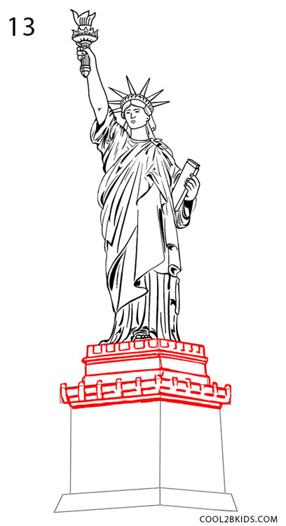 408x750 How To Draw The Statue Of Liberty - Statue Of Liberty Cartoon Drawing