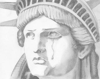 340x270 Liberty Crying Etsy - Statue Of Liberty Crying Drawing