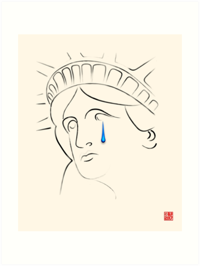 413x549 Statue Of Liberty Crying Art Prints - Statue Of Liberty Crying Drawing