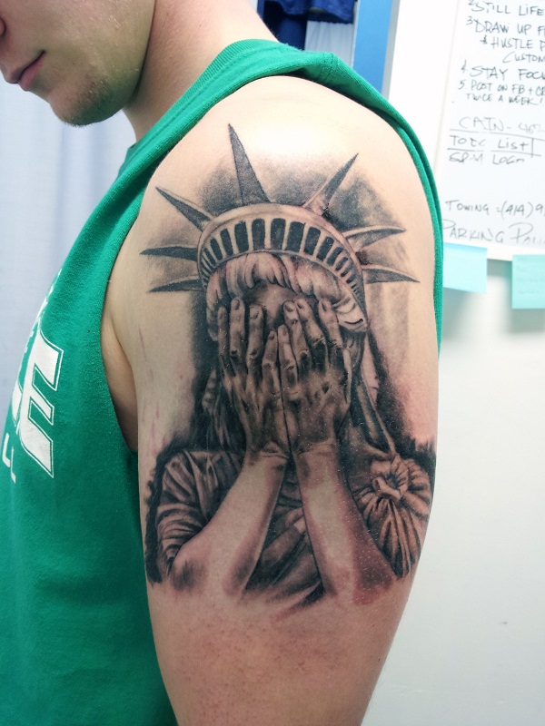 600x800 Statue Of Liberty Tattoos Designs, Ideas And Meaning Tattoos For You - Statue Of Liberty Crying Drawing