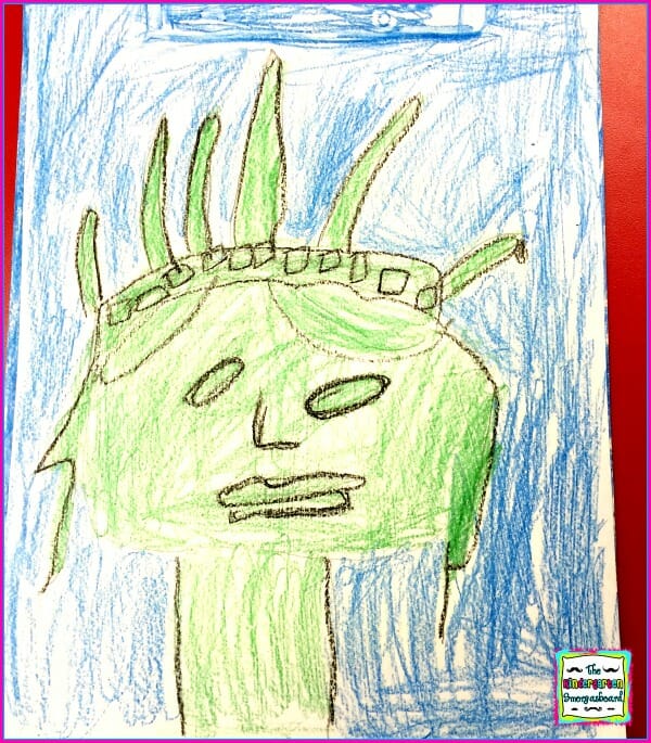 600x685 statue of liberty directed drawing the kindergarten smorgasboard - Statue Of Liberty Directed Drawing