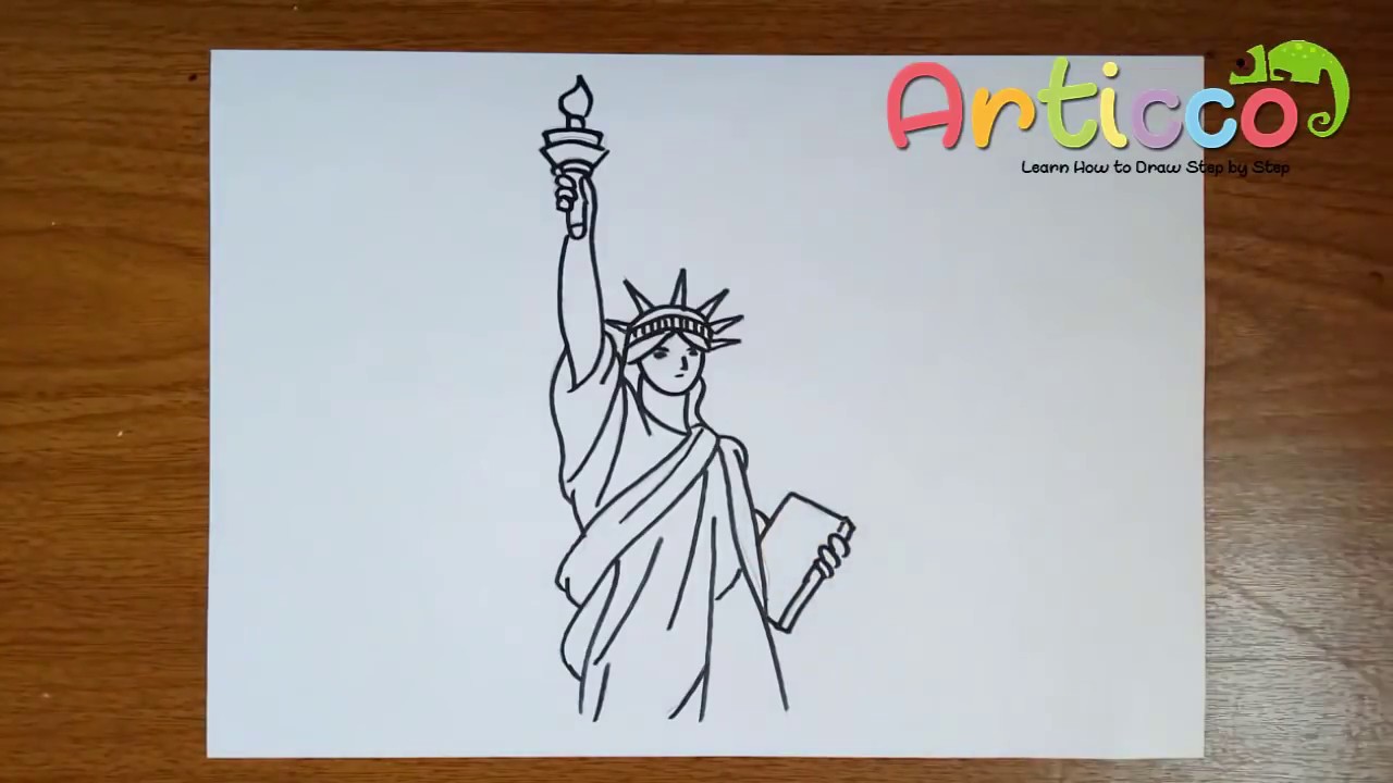 1280x720 How To Draw The Statue Of Liberty Step - Statue Of Liberty Drawing