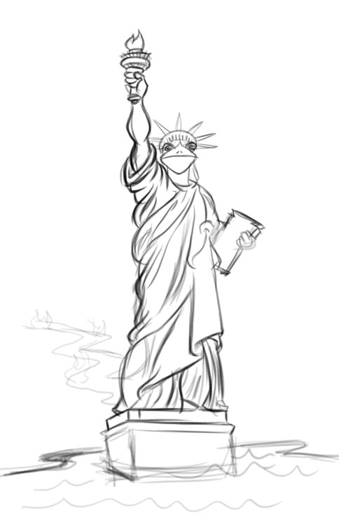 484x750 How To Draw The Statue Of Liberty Face - Statue Of Liberty Drawing
