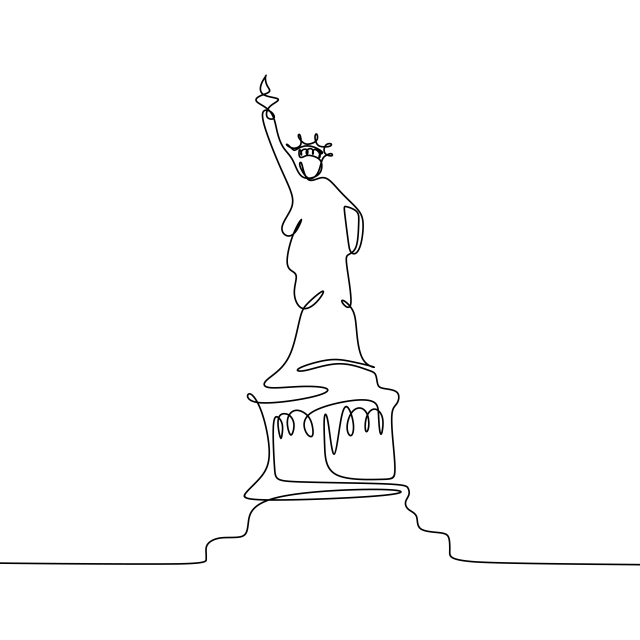 640x640 Statue Of Liberty Isolated One White Background With Continuous - Statue Of Liberty Drawing