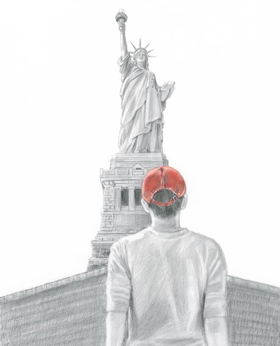 567x700 Statue Of Liberty Drawing From The Perspective Of The Visitor - Statue Of Liberty Drawing