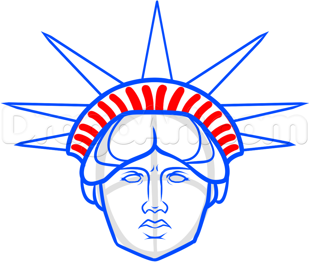 1000x848 How To Draw Statue Of Liberty Face, Step - Statue Of Liberty Drawing