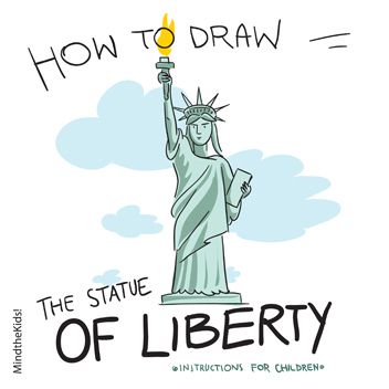 352x352 Statue Of Liberty Cartoon Drawing - Statue Of Liberty Drawing Easy