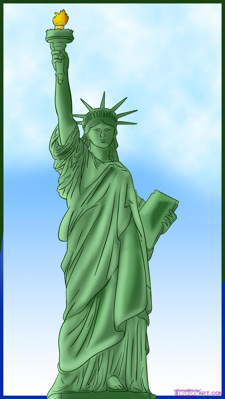872x1544 How To Draw The Statue Of Liberty, Step - Statue Of Liberty Drawing Easy