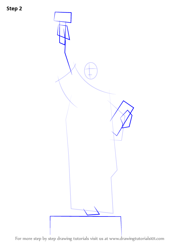 597x844 Learn How To Draw Statue Of Liberty - Statue Of Liberty Drawing Outline