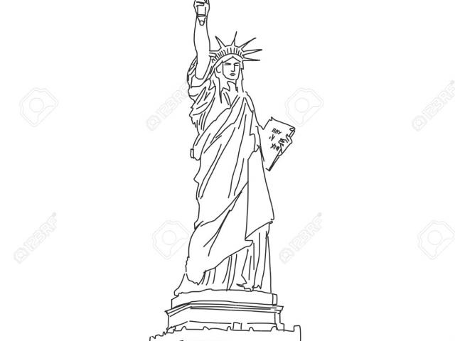 640x480 Statue Of Liberty Drawing Outline - Statue Of Liberty Drawing Outline