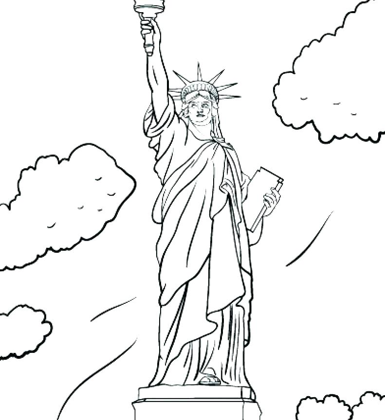791x864 Statue Of Liberty Coloring - Statue Of Liberty Drawing Outline