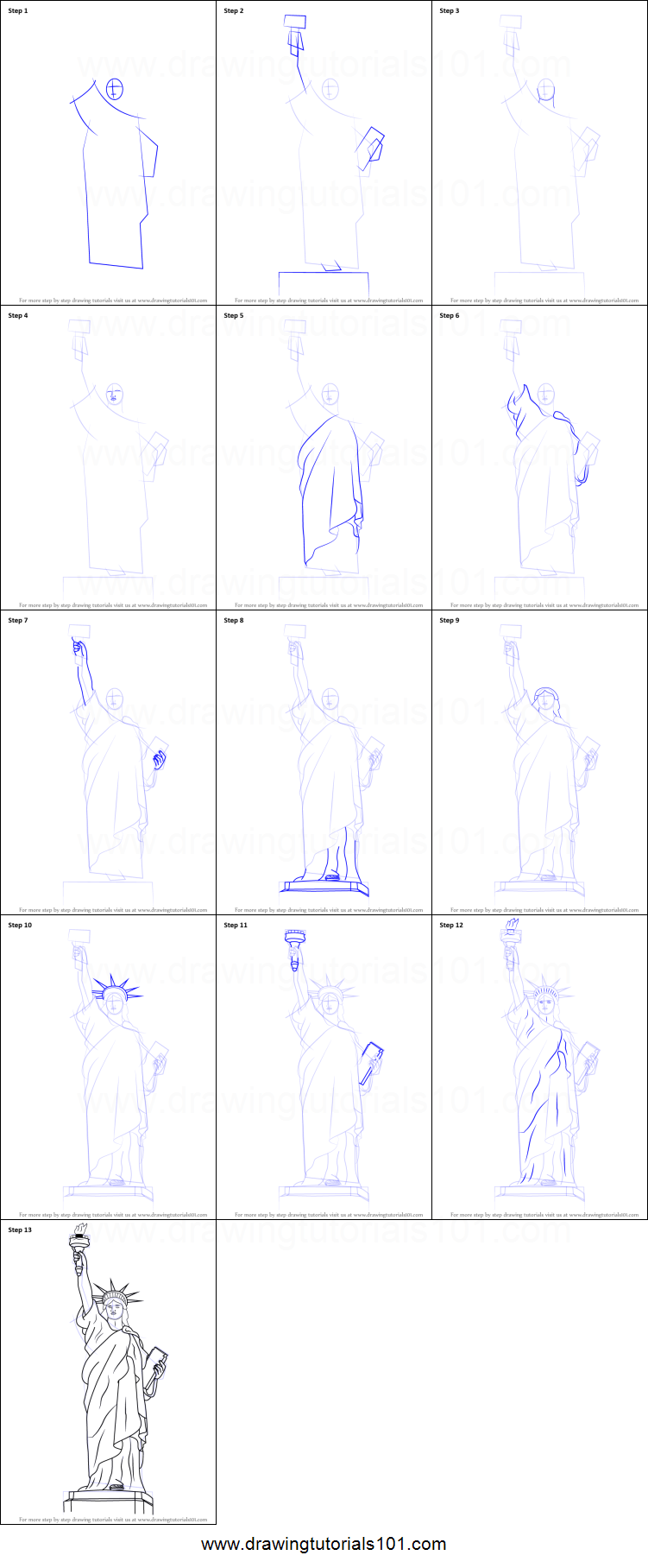 751x1816 How To Draw Statue Of Liberty Printable Step - Statue Of Liberty Drawing Step By Step
