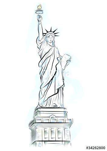 354x500 statue of liberty drawing with drawing color statue of liberty - Statue Of Liberty Drawing Step By Step